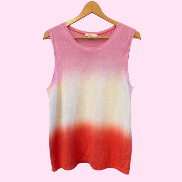 Boden Tops - Boden Lightweight Size L Linen Pink/White/Orange Ombré Sleeveless Sweater Vest